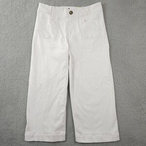 Maeve Jeans Womens 18W White The Colette Wide Leg Cropped Stretch Anthropologie